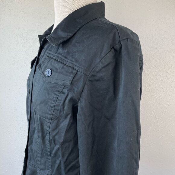 Allison Taylor Black Button Down Stretch Fit Top Size L EUC - Picture 3 of 5